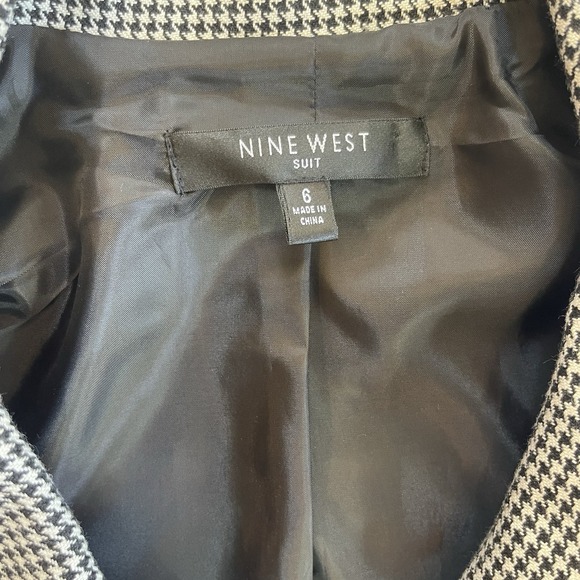 VTG Nine West Workwear 6 Two-Piece Suit Houndstooth Black & White Academia - Picture 6 of 16